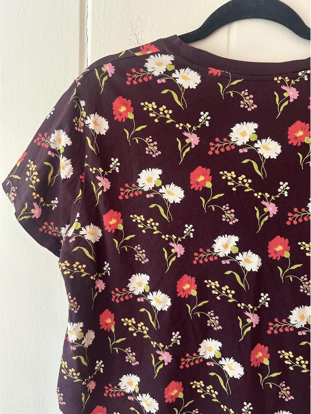 Levi's Perfect Crew Neck T-shirt Brown Floral Size Large - Picture 6 of 8